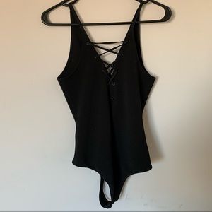 Plunging neckline bodysuit